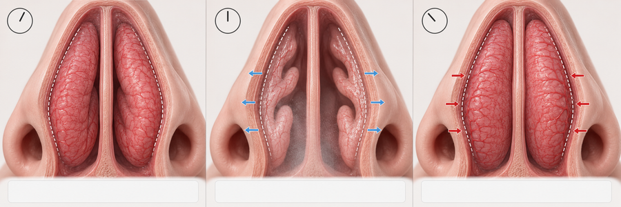 PLATZHALTER — Bildprompt: Querschnitt durch ein Wasserrohr im medizinischen Lehrbuch-Stil, flach und zweifarbig, heller Hintergrund, Querformat. Links ein weites, sauberes Rohr, rechts dasselbe Rohr mit dick nach innen gewachsener Wand, der Durchgang nur noch ein schmaler Spalt. Keine Beschriftung, keine Gore-Optik.